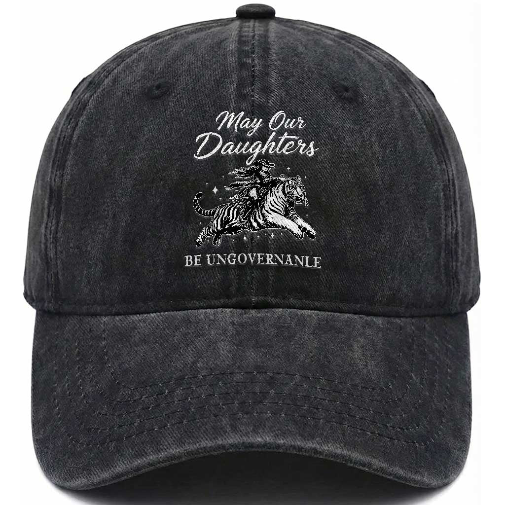 May Our Daughters Be Ungovernable Washed Cotton Baseball Cap Cowgirl Western Cowgirl Hell Cat Women's Rights TS14 Print Your Wear