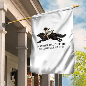 May Our Daughters Be Ungovernable Garden Flag Girl Riding Wolf Activist Feminist Protest TS14 Print Your Wear