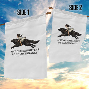 May Our Daughters Be Ungovernable Garden Flag Girl Riding Wolf Activist Feminist Protest TS14 Print Your Wear
