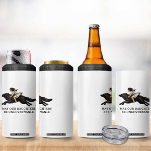 May Our Daughters Be Ungovernable 4 in 1 Can Cooler Tumbler Girl Riding Wolf Activist Feminist Protest TS14 Print Your Wear