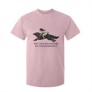 May Our Daughters Be Ungovernable T Shirt For Kid Girl Riding Wolf Activist Feminist Protest TS14 Light Pink Print Your Wear
