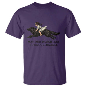 May Our Daughters Be Ungovernable T Shirt Girl Riding Wolf Activist Feminist Protest TS14 Purple Print Your Wear