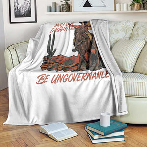 May Our Daughters Be Ungovernable Throw Blanket Retro Cowgirl Western Feminist Protest TS14 Print Your Wear