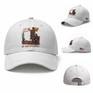 May Our Daughters Be Ungovernable Baseball Cap Retro Cowgirl Western Feminist Protest TS14 Baseball Cap Universal Fit White Print Your Wear