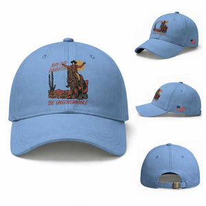 May Our Daughters Be Ungovernable Baseball Cap Retro Cowgirl Western Feminist Protest TS14 Baseball Cap Universal Fit Light Blue Print Your Wear
