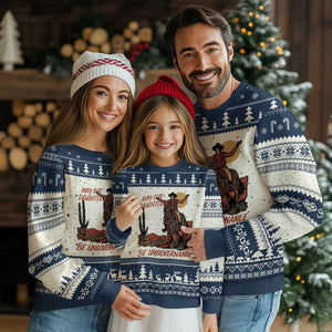 May Our Daughters Be Ungovernable Ugly Christmas Sweater Retro Cowgirl Western Feminist Protest TS14 Beige Navy Print Your Wear