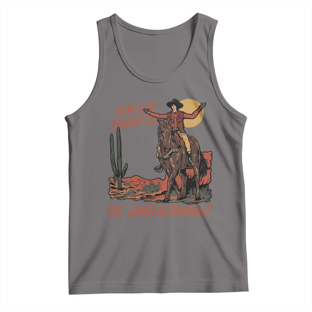 May Our Daughters Be Ungovernable Tank Top Retro Cowgirl Western Feminist Protest TS14 Deep Heather Print Your Wear