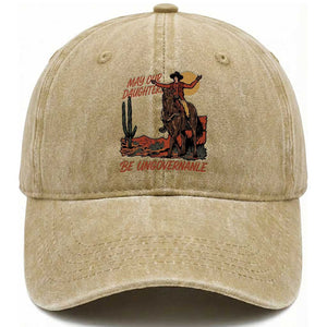 May Our Daughters Be Ungovernable Washed Cotton Baseball Cap Retro Cowgirl Western Feminist Protest TS14 Print Your Wear