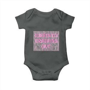Currently Crashing Out Baby Onesie Coquette Pink Bow Sarcastic Funny Quote TS14 Dark Heather Print Your Wear