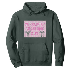 Currently Crashing Out Hoodie Coquette Pink Bow Sarcastic Funny Quote TS14 Dark Forest Green Print Your Wear