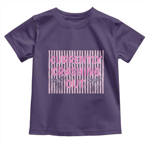 Currently Crashing Out Toddler T Shirt Coquette Pink Bow Sarcastic Funny Quote TS14 Purple Print Your Wear