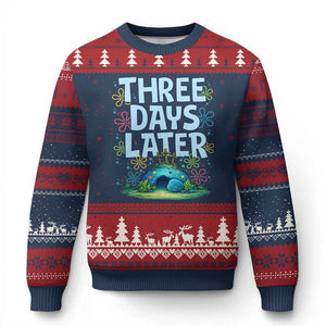 3 Days Later Ugly Christmas Sweater Funny Easter Christian TS14 Navy Red Print Your Wear