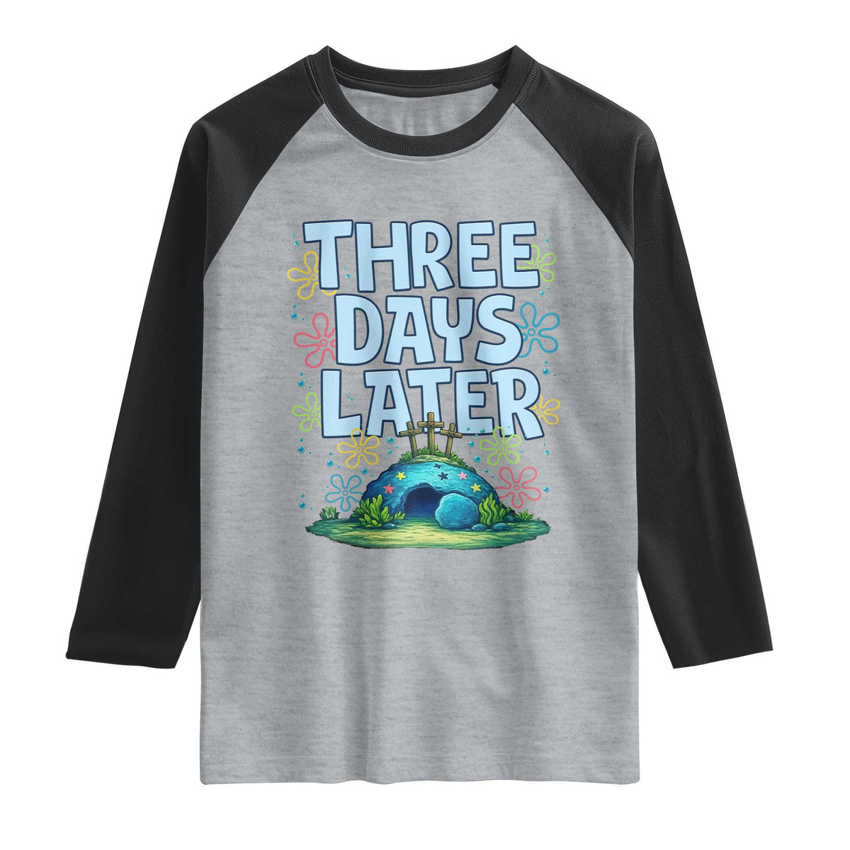 3 Days Later Raglan Shirt Funny Easter Christian TS14 Heather Gray Black Print Your Wear