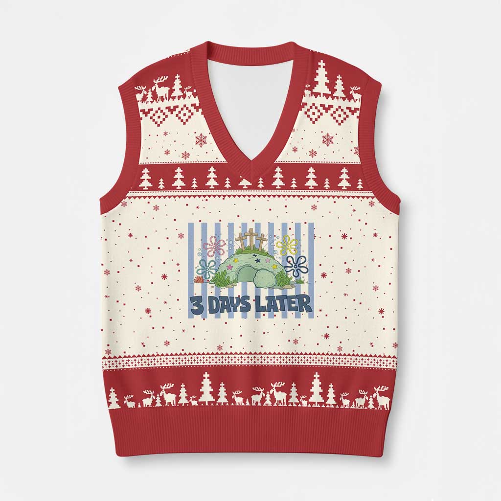 3 Days Later V-Neck Knit Sweater Vest Funny Easter Christian Faith Meme TS14 Beige Red Print Your Wear