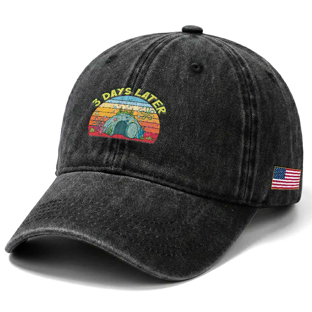 3 Days Later Christian Resurrection Washed Cotton Baseball Cap Funny Easter Jesus Meme TS14 Print Your Wear