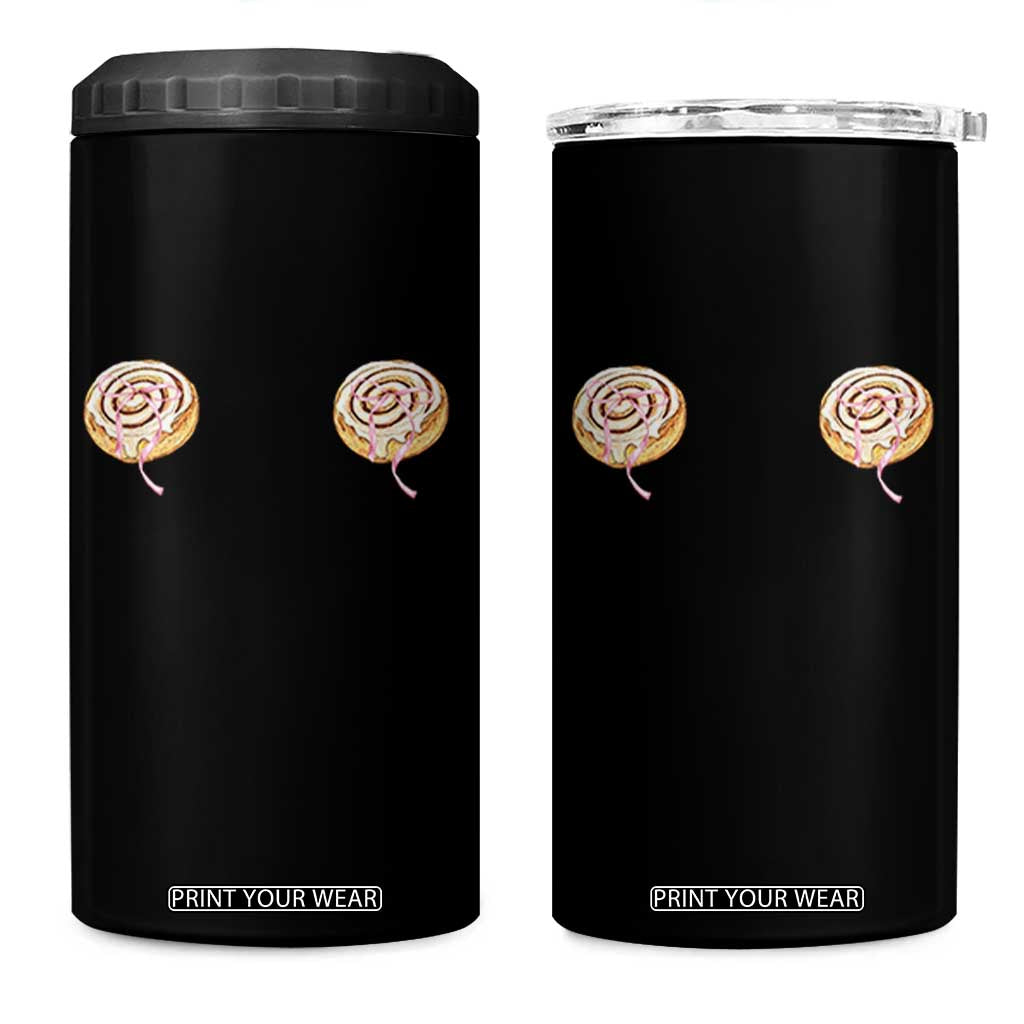 Funny Cinnamon Roll 4 in 1 Can Cooler Tumbler Double Bakery Meme TS14 One Size: 16 oz Black Print Your Wear