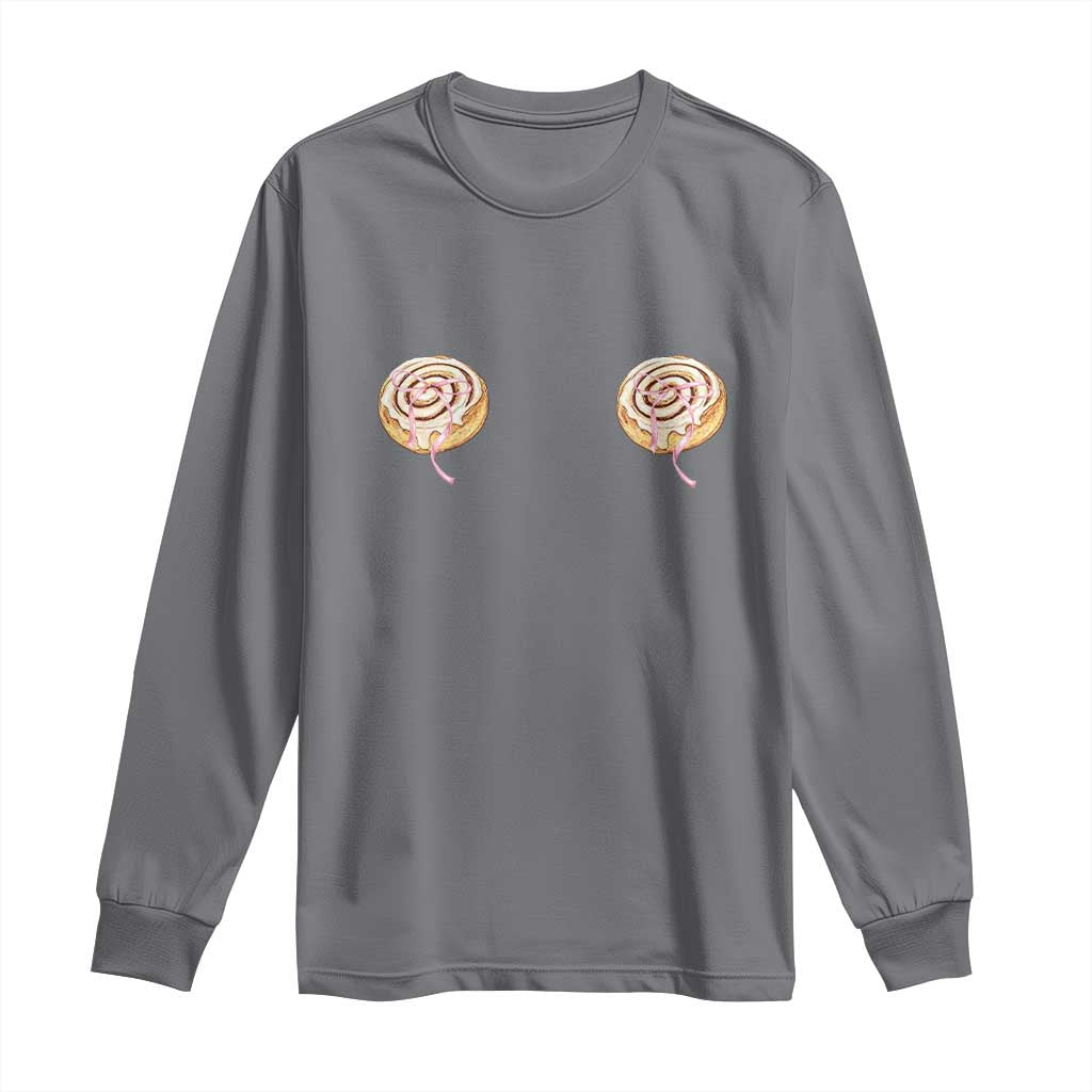 Funny Cinnamon Roll Long Sleeve Shirt Double Bakery Meme TS14 Charcoal Print Your Wear