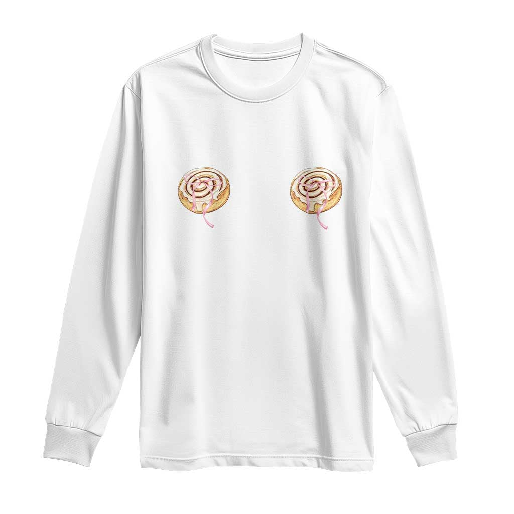 Funny Cinnamon Roll Long Sleeve Shirt Double Bakery Meme TS14 White Print Your Wear