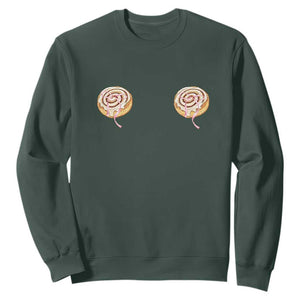 Funny Cinnamon Roll Sweatshirt Double Bakery Meme TS14 Dark Forest Green Print Your Wear