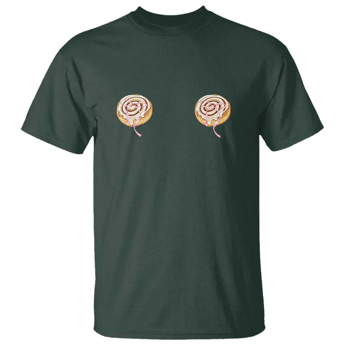 Funny Cinnamon Roll T Shirt Double Bakery Meme TS14 Dark Forest Green Print Your Wear