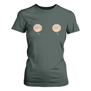 Funny Cinnamon Roll T Shirt For Women Double Bakery Meme TS14 Dark Forest Green Print Your Wear