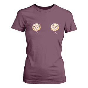 Funny Cinnamon Roll T Shirt For Women Double Bakery Meme TS14 Maroon Print Your Wear