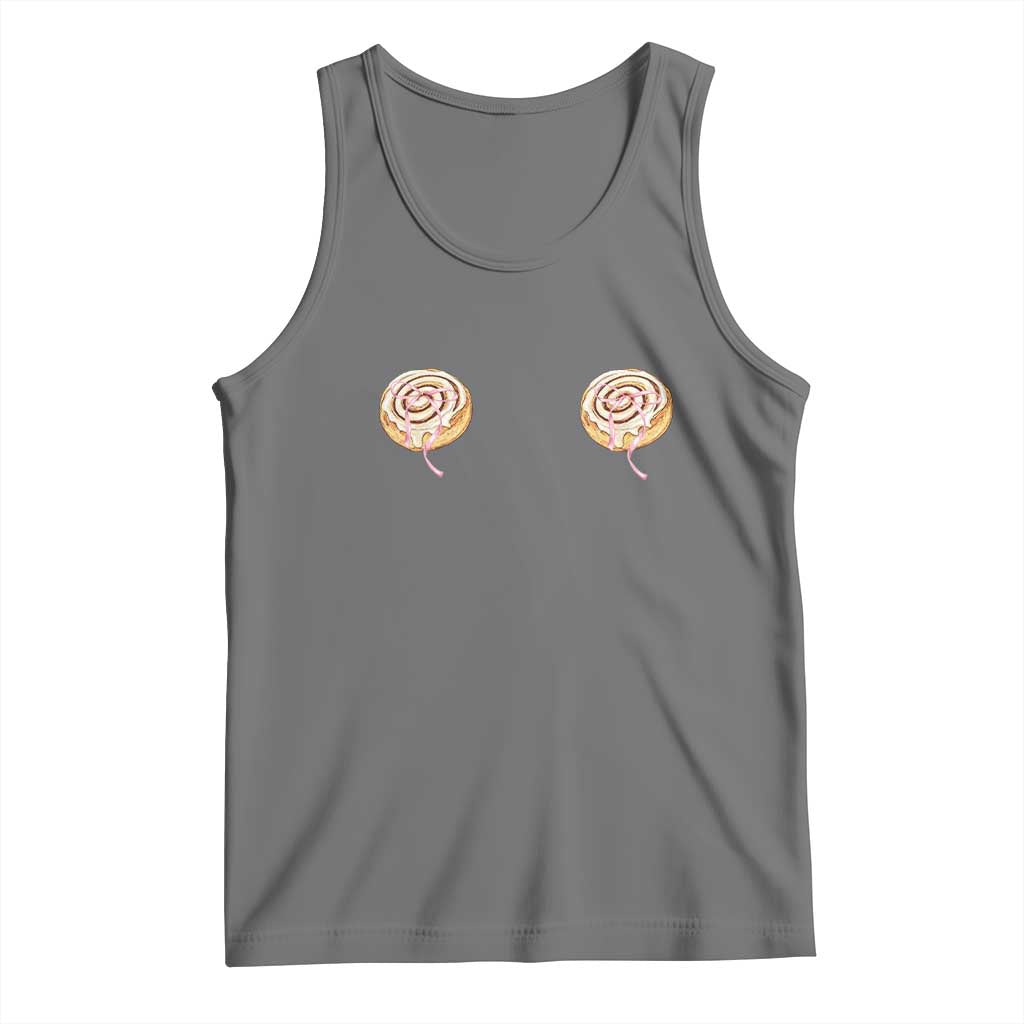 Funny Cinnamon Roll Tank Top Double Bakery Meme TS14 Black Heather Print Your Wear