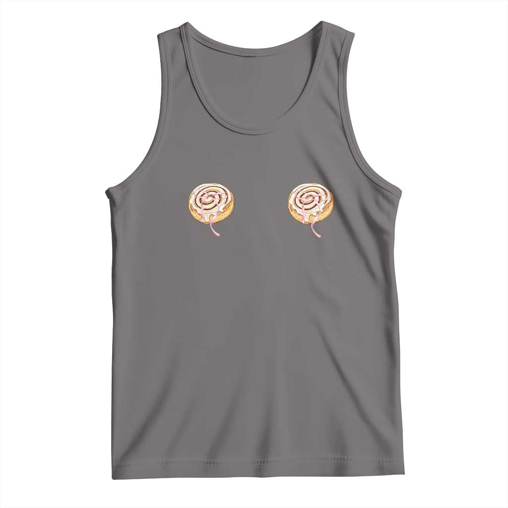Funny Cinnamon Roll Tank Top Double Bakery Meme TS14 Deep Heather Print Your Wear
