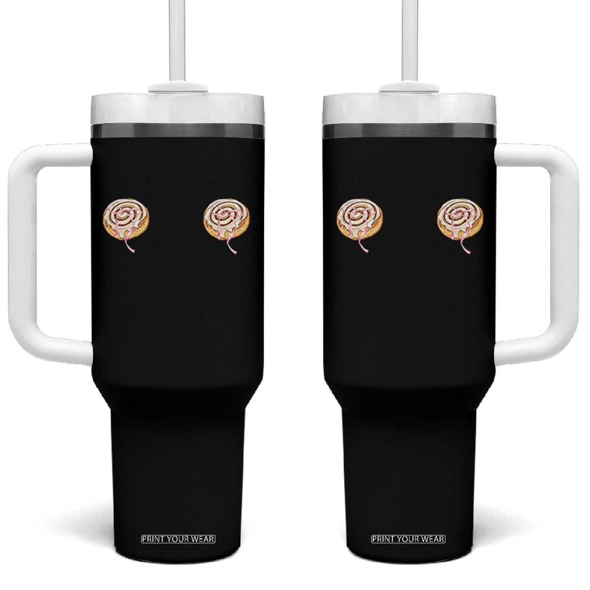 Funny Cinnamon Roll Tumbler With Handle Double Bakery Meme TS14 One Size: 40 oz Black Print Your Wear