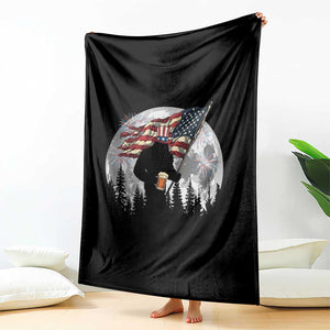 Bigfoot Drinking Beer 4th of July Throw Blanket Sasquatch Hiking Moon American Flag TS14 Print Your Wear