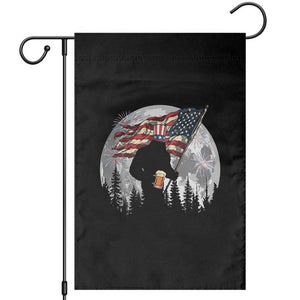 Bigfoot Drinking Beer 4th of July Garden Flag Sasquatch Hiking Moon American Flag TS14 Black Print Your Wear