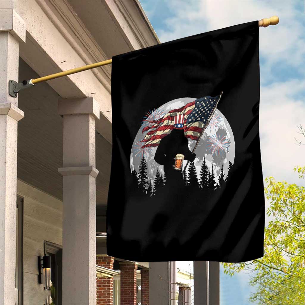 Bigfoot Drinking Beer 4th of July Garden Flag Sasquatch Hiking Moon American Flag TS14 Print Your Wear