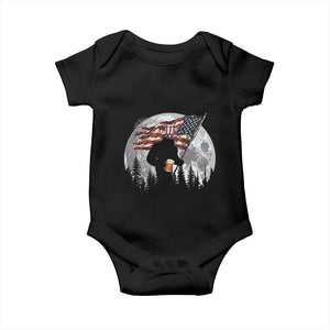 Bigfoot Drinking Beer 4th of July Baby Onesie Sasquatch Hiking Moon American Flag TS14 Black Print Your Wear