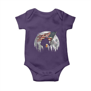Bigfoot Drinking Beer 4th of July Baby Onesie Sasquatch Hiking Moon American Flag TS14 Purple Print Your Wear