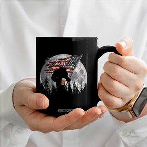Bigfoot Drinking Beer 4th of July Coffee Mug Sasquatch Hiking Moon American Flag TS14 Print Your Wear