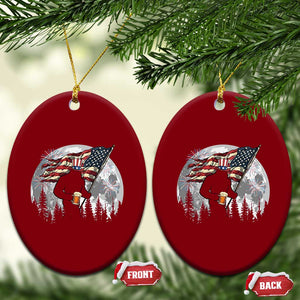 Bigfoot Drinking Beer 4th of July Ceramic Ornament Sasquatch Hiking Moon American Flag TS14 Print Your Wear