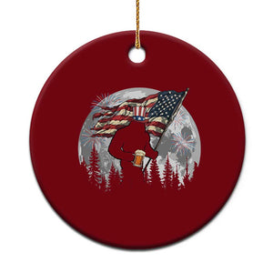 Bigfoot Drinking Beer 4th of July Ceramic Ornament Sasquatch Hiking Moon American Flag TS14 1pc Red Print Your Wear