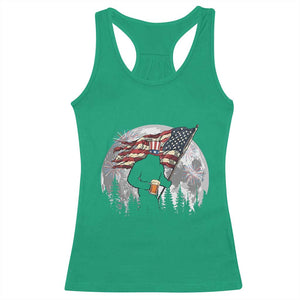 Bigfoot Drinking Beer 4th of July Racerback Tank Top Sasquatch Hiking Moon American Flag TS14 Irish Green Print Your Wear