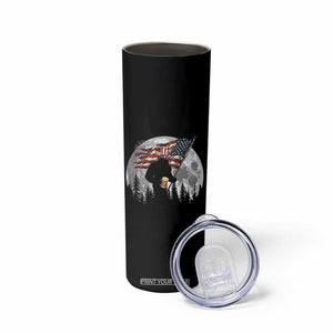 Bigfoot Drinking Beer 4th of July Skinny Tumbler Sasquatch Hiking Moon American Flag TS14 Print Your Wear