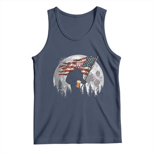 Bigfoot Drinking Beer 4th of July Tank Top Sasquatch Hiking Moon American Flag TS14 Navy Print Your Wear