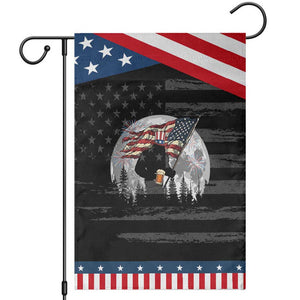 Bigfoot Drinking Beer 4th of July Patriotic Garden Flag Sasquatch Hiking Moon American Flag TS14 Distressed Black Blue Print Your Wear