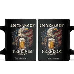 250 Years Of Freedom Coffee Mug Bald Eagle Drinking Beer American Flag TS14 Black Print Your Wear
