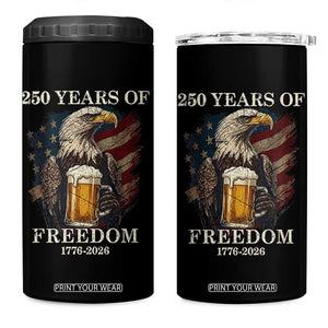 250 Years Of Freedom 4 in 1 Can Cooler Tumbler Bald Eagle Drinking Beer American Flag TS14 One Size: 16 oz Black Print Your Wear