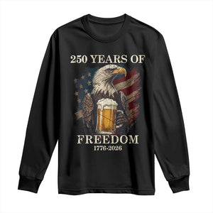 250 Years Of Freedom Long Sleeve Shirt Bald Eagle Drinking Beer American Flag TS14 Black Print Your Wear