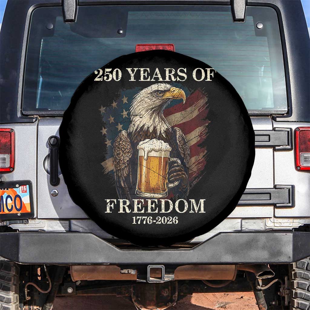 250 Years Of Freedom Spare Tire Cover Bald Eagle Drinking Beer American Flag TS14 No hole Black Print Your Wear