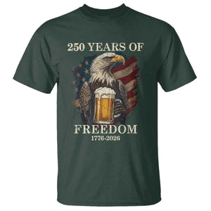 250 Years Of Freedom T Shirt Bald Eagle Drinking Beer American Flag TS14 Dark Forest Green Print Your Wear