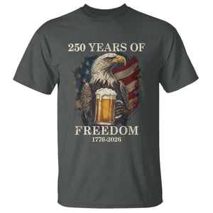250 Years Of Freedom T Shirt Bald Eagle Drinking Beer American Flag TS14 Dark Heather Print Your Wear