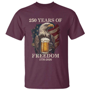 250 Years Of Freedom T Shirt Bald Eagle Drinking Beer American Flag TS14 Maroon Print Your Wear