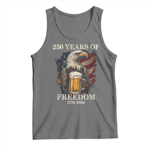250 Years Of Freedom Tank Top Bald Eagle Drinking Beer American Flag TS14 Black Heather Print Your Wear