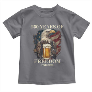250 Years Of Freedom Toddler T Shirt Bald Eagle Drinking Beer American Flag TS14 Charcoal Print Your Wear